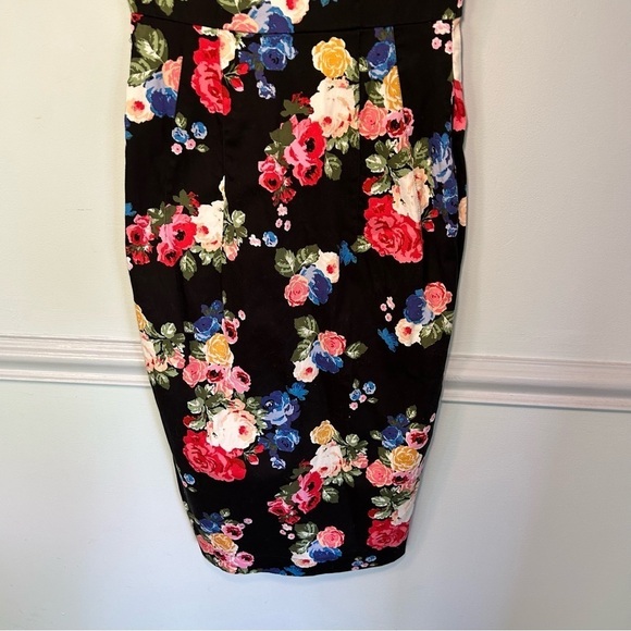 ASOS Black & Floral Print Sheath Mini Pencil Dress Size 2 - Picture 3 of 11